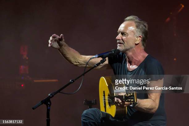 British singer Sting performs during a concert at the Starlite Music Festival on July 23, 2019 in Marbella, Spain.