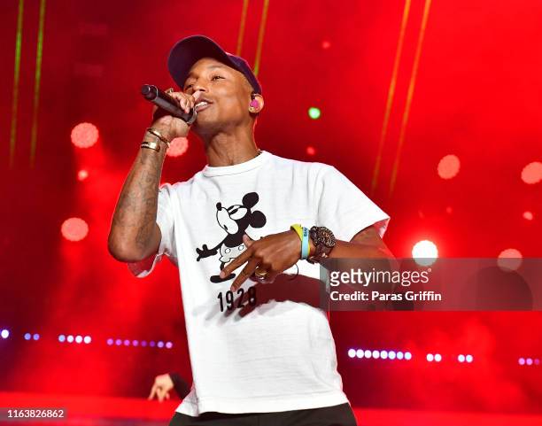 Pharrell Williams performs in onstage during 2019 ESSENCE Festival at Louisiana Superdome on July 7, 2019 in New Orleans, Louisiana.