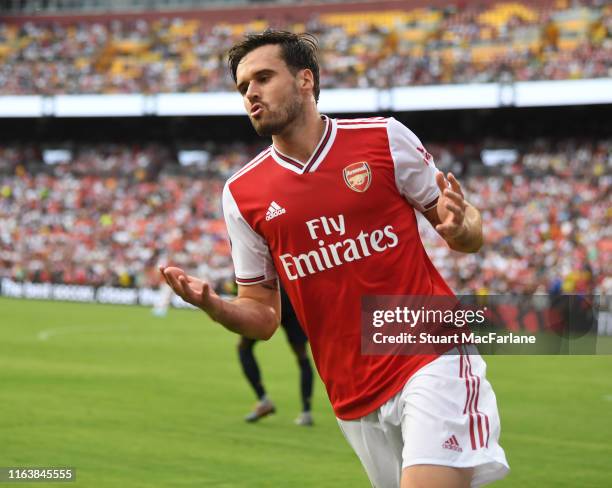 Carl Jenkinson of Arsenal during the International Champions Cup match between Real Madrid and Arsenal at FedExField on July 23, 2019 in Landover,...