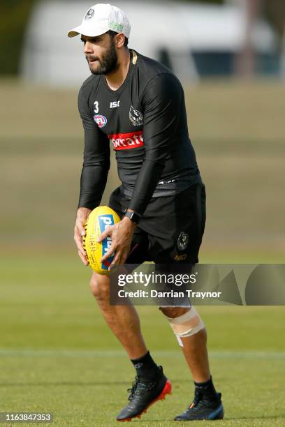 Daniel Wells of the Magpies takes part during a Collingwood AFL training session at Holden Centre on July 24, 2019 in Melbourne, Australia.