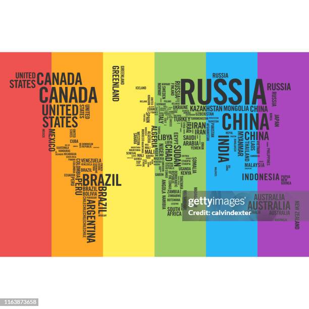What Country Color World Map Countries Names And Rainbow Flag Colors High-Res Vector ...