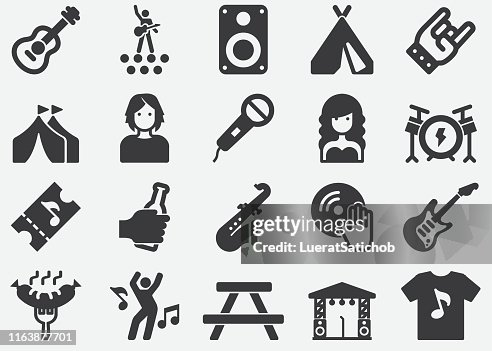 Muziek festival silhouet pictogrammen Muziek festival silhouet pictogrammen
