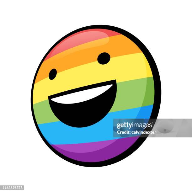 ilustrações, clipart, desenhos animados e ícones de emoticon de sorriso com cores da bandeira do arco-íris - respect