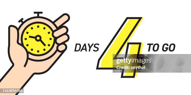 stockillustraties, clipart, cartoons en iconen met vier dagen resterend countdown vector illustratie sjabloon - day 4