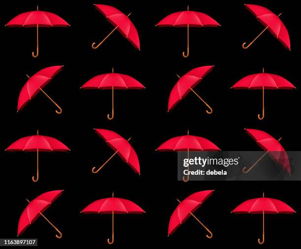 pink umbrella seamless pattern on black background - rain black background stock illustrations