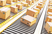 Packages delivery, packaging service and parcels transportation system concept
