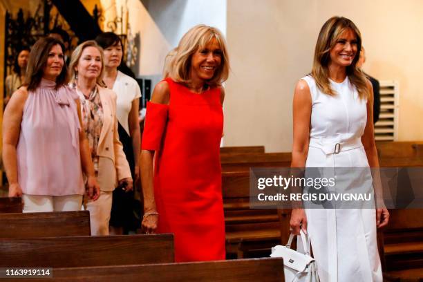 First Lady Melania Trump, French President's wife Brigitte Macron, Australia's Prime Minister's wife Jenny Morrison, Chile's First Lady Cecilia Morel...