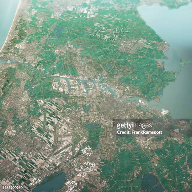 amsterdam paesi bassi 3d render aerial landscape view da sud aprile 2019 - olanda settentrionale foto e immagini stock