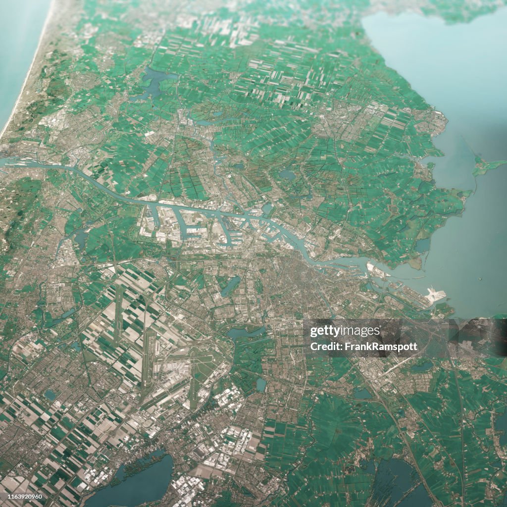 Amsterdão Países Baixos 3D rendem a vista aérea da paisagem de abril Sul 2019