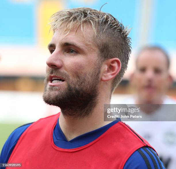 Luke Shaw of Manchester United in action during a first team training session as part of their pre-season tour of Australia, Singapore and China at...