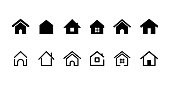 Home Button. Home page. Collection of Home Icons. Vector web home icon, building symbol. House