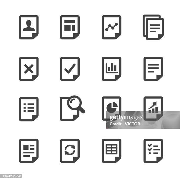 illustrations, cliparts, dessins animés et icônes de ensemble d'icônes de documents - série acme - rapport