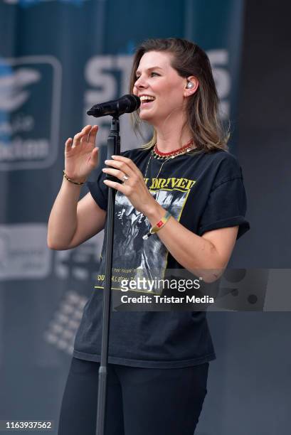 Eva Briegel of the band Juli performs the "Stars For Free" music festival on August 25, 2019 in Magdeburg, Germany.