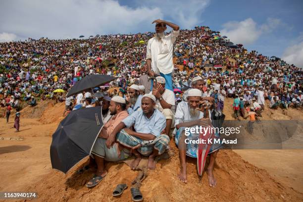 Rohingya Muslims waiting in the open field to join in kutupalong refugee camp for commemorate the second anniversary of the 2017 crisis when they...