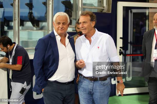 Massimo Cellino president of Brescia looks on during the Serie A match between Cagliari Calcio and Brescia Calcio at Sardegna Arena on August 25,...