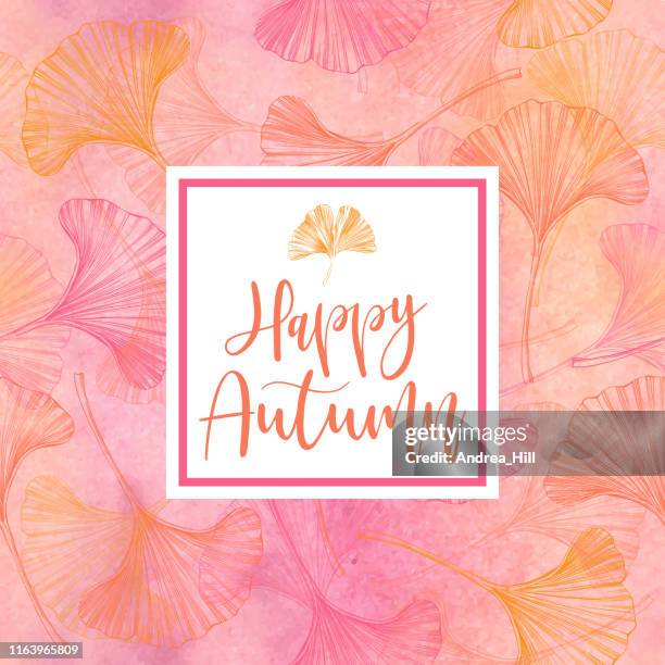 ginkgo leaf vector watercolor and ink seamless pattern - ayurveda stock illustrations