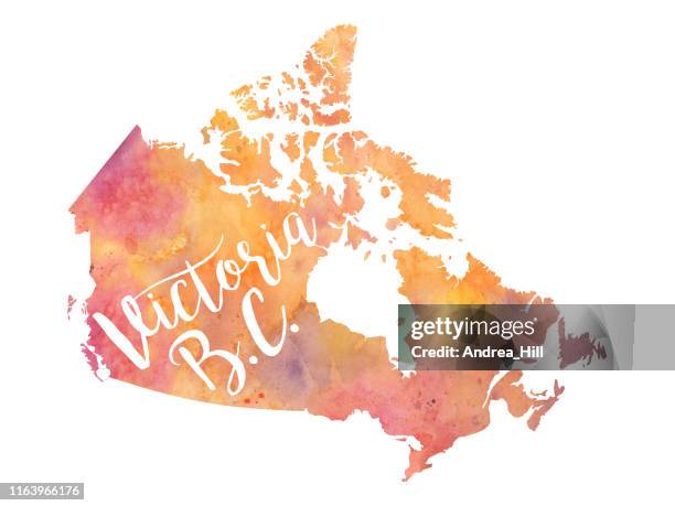 victoria, canada watercolor vector map illustration - victoria bc stock illustrations