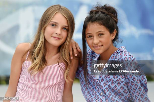 Elisa Del Genio and Ludovica Nasti attend Giffoni Film Festival 2019 on July 24, 2019 in Giffoni Valle Piana, Italy.