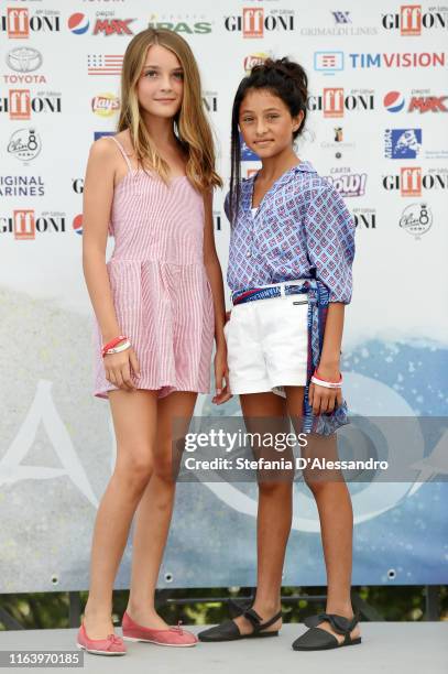 Elisa Del Genio and Ludovica Nasti attend Giffoni Film Festival 2019 on July 24, 2019 in Giffoni Valle Piana, Italy.