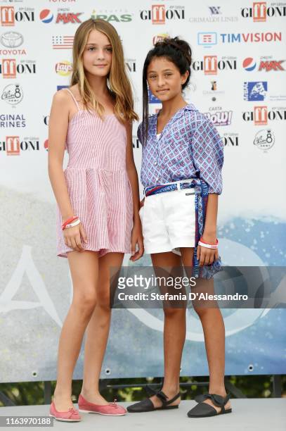 Elisa Del Genio and Ludovica Nasti attend Giffoni Film Festival 2019 on July 24, 2019 in Giffoni Valle Piana, Italy.