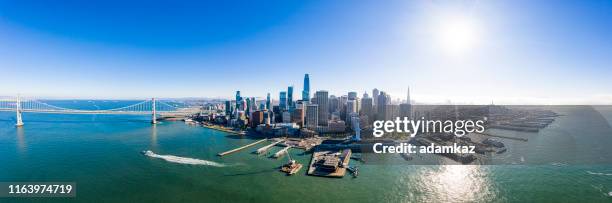 san francisco skyline - san-francisco-bay-area-aerial stock pictures, royalty-free photos & images