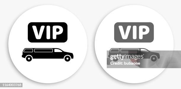 vip limo black and white round icon - limo stock illustrations