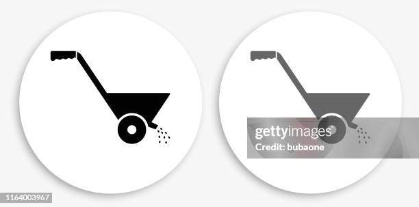 fertilizer black and white round icon - fertilizer stock illustrations