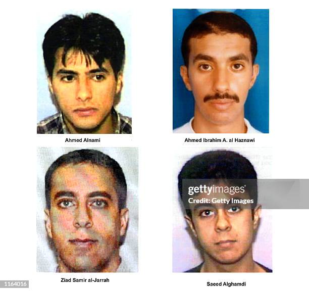 Undated photos of suspected hijackers of United Airlines flight that crashed in rural Pennsylvania, released by the FBI September 27, 2001 in...