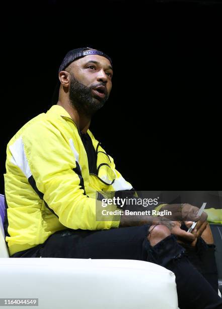 Joe Budden speaks onstage during the REVOLT Summit Kickoff Event hosted by Sean “Diddy” Combs, REVOLT, and AT&T at the Kings Theatre on July 24, 2019...