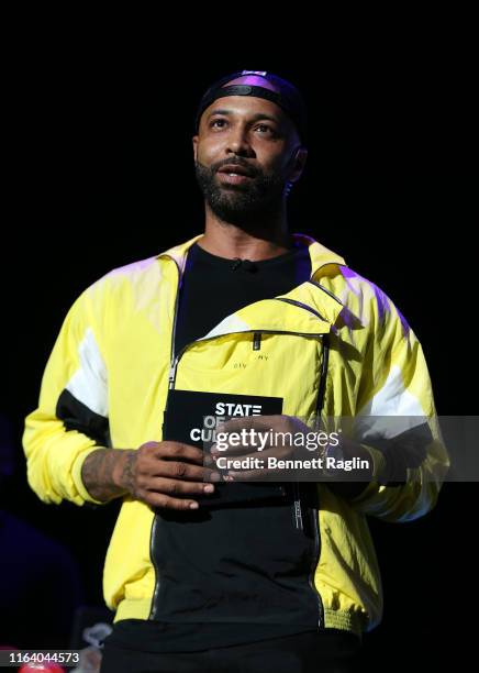 Joe Budden speaks onstage during the REVOLT Summit Kickoff Event hosted by Sean “Diddy” Combs, REVOLT, and AT&T at the Kings Theatre on July 24, 2019...