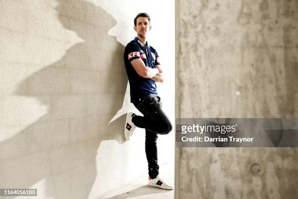 Robbie Kruse of Melbourne Victory poses for a photo during a Melbourne Victory media opportunity at AAMI Park on July 25, 2019 in Melbourne,...
