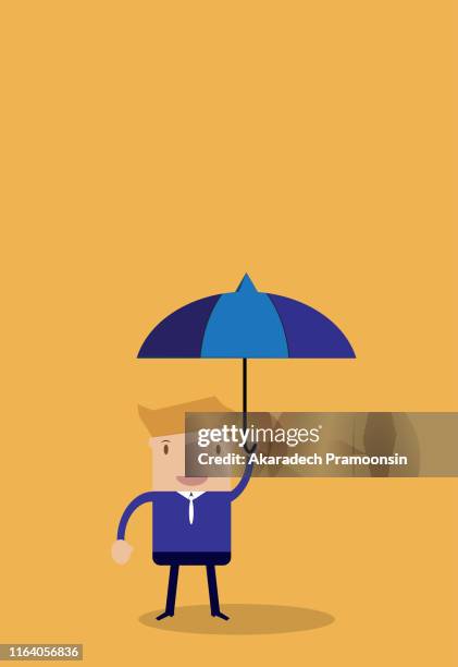 umbrella businessmen - safety cartoon images stock-fotos und bilder