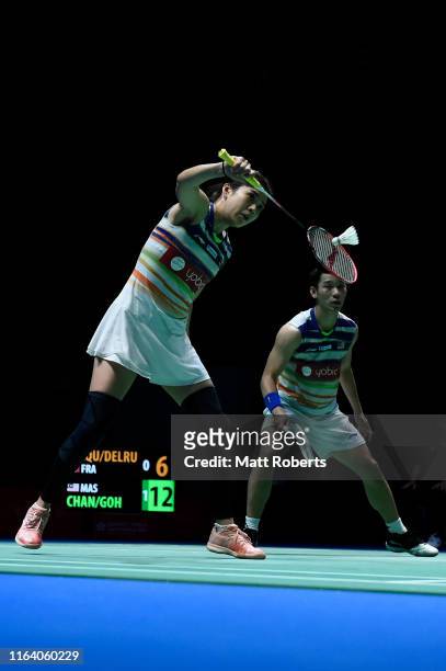 Chan Peng Soon and Goh Liu Ying of Malaysia compete in the mixed doubles match against Thom Gicquel and Delphine Delrue of Franceon day three of the...