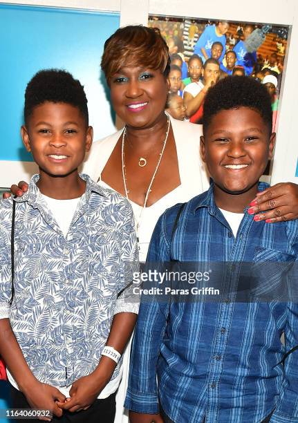 Usher Raymond V, Jonetta Patton, and Naviyd Ely Raymond attend Usher's New Look Foundation Summit 20th Anniversary VIP Fundraiser at The Gathering...