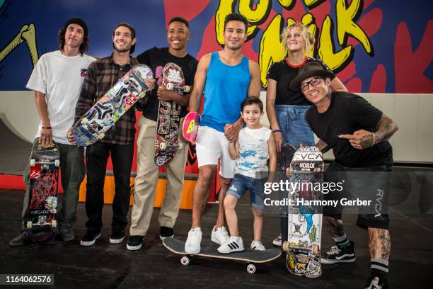 Tom Asta, Cordano Russell, Mario Lopez, Dominic Lopez, Bryce Wettstein and Christian Hosoi attend the California Milk Processor Board Launches...