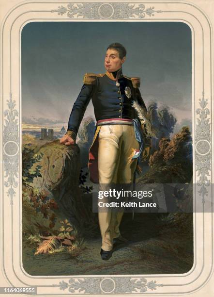 ilustraciones, imágenes clip art, dibujos animados e iconos de stock de retrato del marqués de lafayette (1757-1834) - american revolution soldier