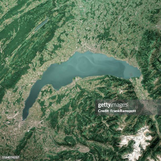 o lago genebra 3d rende a vista superior aérea jun 2019 - lausanne - fotografias e filmes do acervo