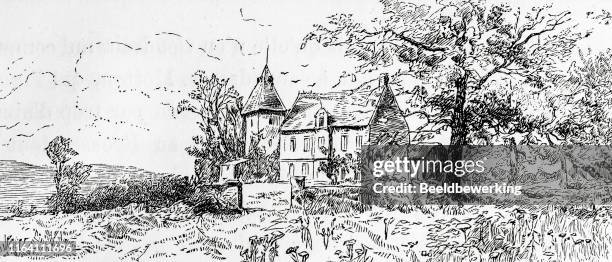 house sketch - scottish castle stock illustrations