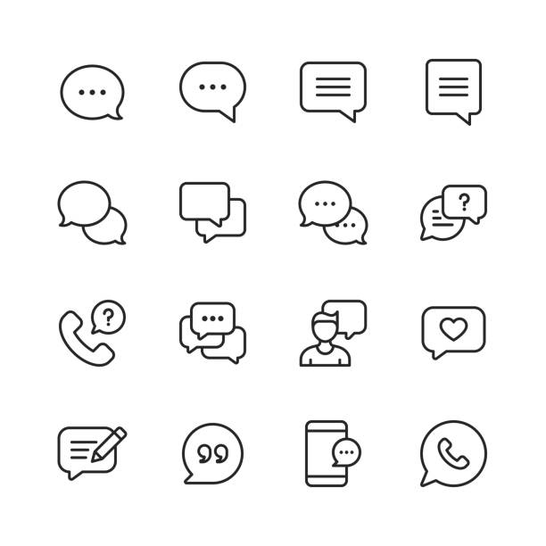 vector speech bubbles and communication line icons. editable stroke. pixel perfect. for mobile and web. - communication stock illustrations