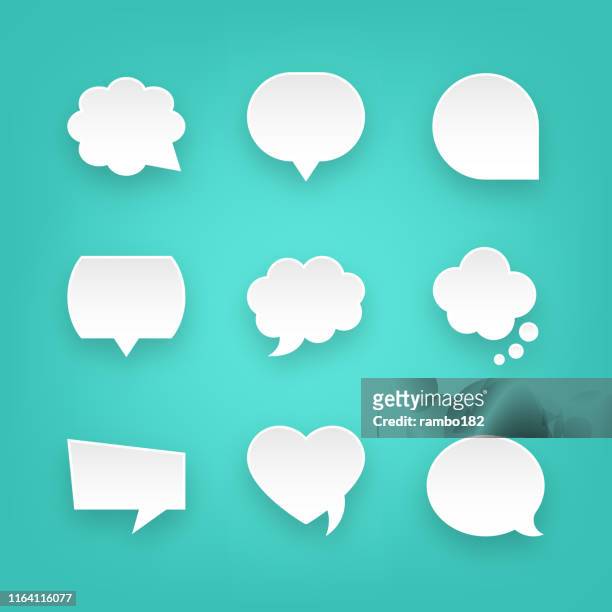 set of paper speech bubbles and communication graphic design elements. for mobile and web. - welcome text stock illustrations