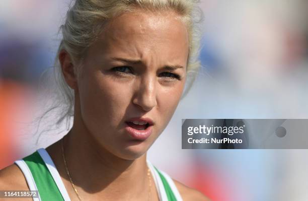 Karolina Koleczek of AZS UMCS Lublin during women's 400 m hurdles semi-final, on the third day of the 95th Polish Track and Field Championship, in...