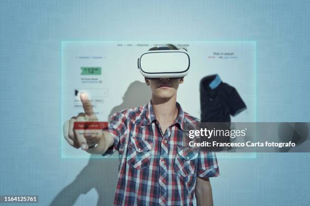 teenager and shopping on-line - future retail stock pictures, royalty-free photos & images
