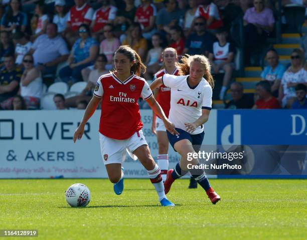 Danielle van de Donk of Arsenal during Friendly match between Arsenal Women and Tottenham Hotspur at Meadow Park Stadium on August 25, 2019 in...