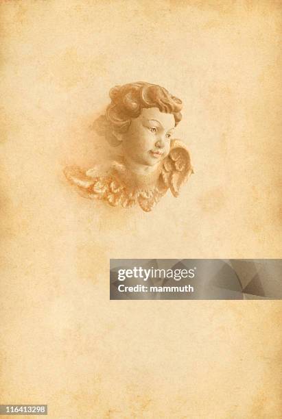 angel sur vieux papier - style baroque photos et images de collection