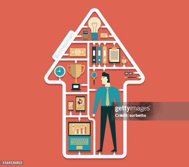 assemble businessman - geschäftsausstattung stock-grafiken, -clipart, -cartoons und -symbole