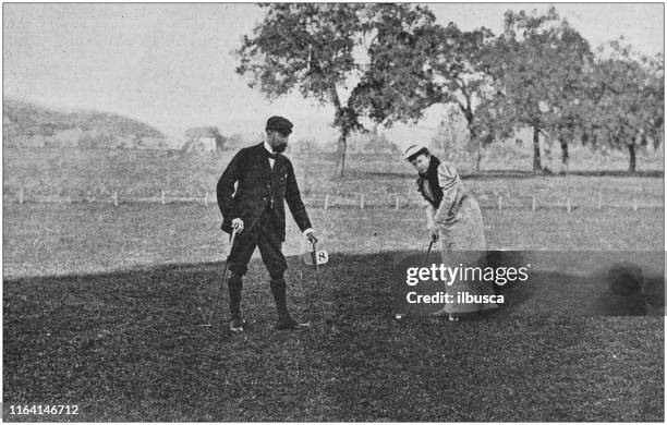 antique photo: golfing at cannes - women's history stock illustrations