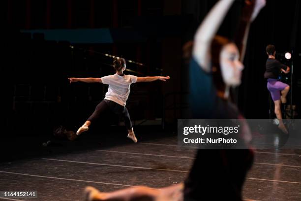 Some of the dancers of the company during the rehearsal of the Sodre National Ballet that interprets the play &quot;El Quijote del Plata&quot; under...