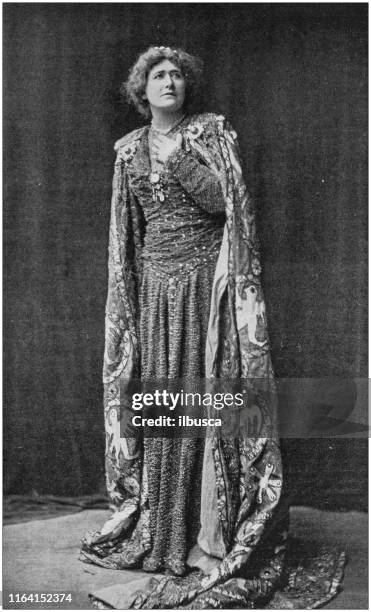 antique photo: portrait of woman, actress ellen terry as guinevere - king arthur stock illustrations
