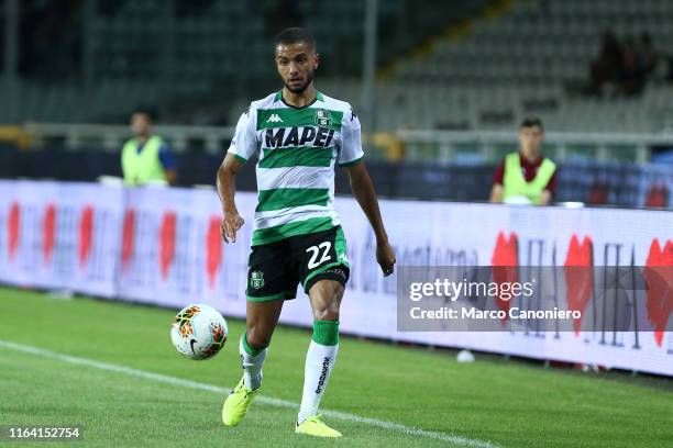 Jeremy Toljan of Us Sassuolo Calcio in action during the the Serie A match between Torino Fc and Us Sassuolo Calcio. Torino Fc wins 2-1 over Us...