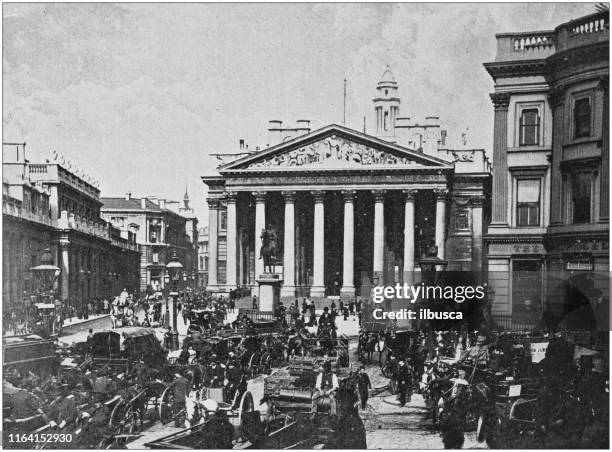 antique photo: royal exchange - historic stock exchange building stock illustrations